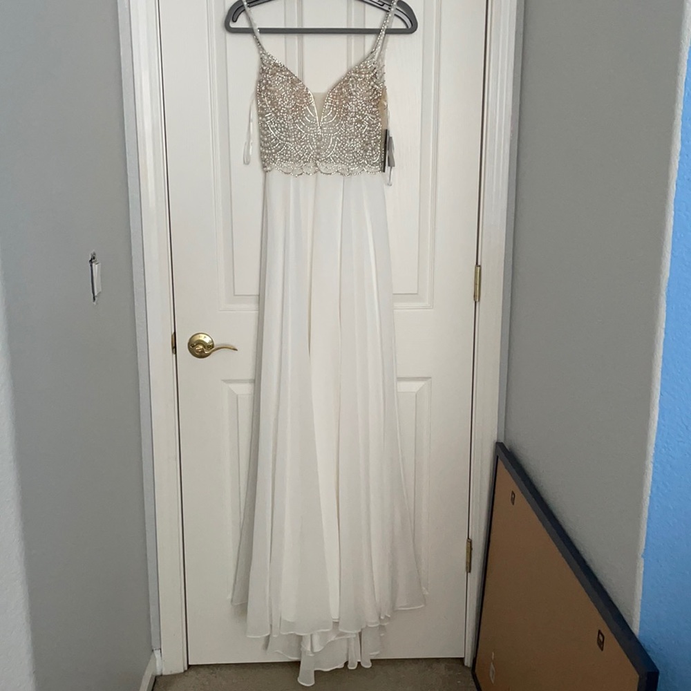 NWT Lulus True Love White Beaded Rhinestone Maxi